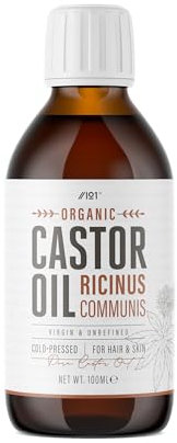 Organic Castor Oil 100ml – 100% Unrefind & Cold Pressed – Hexane Free – for Skin & Hair – Sustainably Sourced – By Alpha01