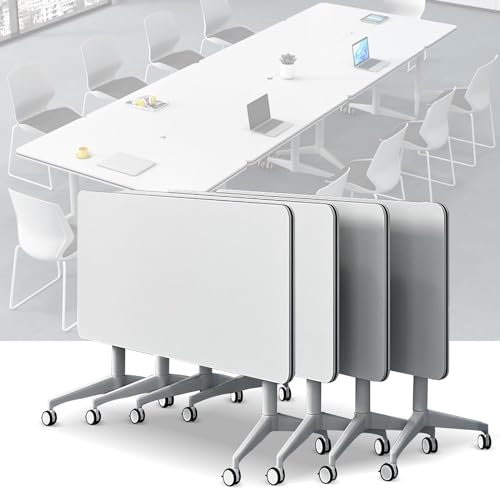4pcs Konferenztisch - Schreibtisch Klappbar - Büro-Klapptisch Mit Klappdeckel, Mobiler Trainingstisch, Tragbarer Klapptisch Mit Bescheidenheit Und Feststellbaren Rollen ( Size : 140*60*75cm )
