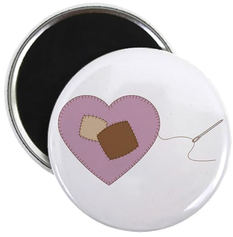 CafePress Heart Pin Cushion Magnets 2.25 Round Magnet, Refrigerator Magnet