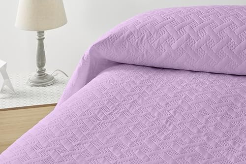 Degrees Home - LISO-Tagesdecke – 100% Polyester Mikrofaser - Leicht & Weich - Für Alle Jahreszeiten - Atmungsaktiv - Pflegeleicht - Ultrasonic Technologie für Langlebigkeit- 270 x 260 cm - Lila