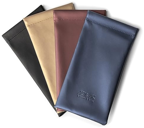Edison & King Funda para Gafas - Paquete de 4 - cuero artificial (Oro Mixto)