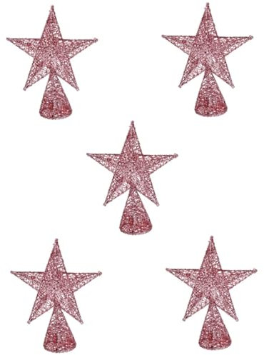 Warmhm 5st Weihnachtsbaum-Pentagramm Stern-baumspitzen Für Weihnachten Baumspitze Für Weihnachten Christbaumspitze Glitzer Rustikale Baumspitze Dekorative Gegenstände Rosa Schmiedeeisen