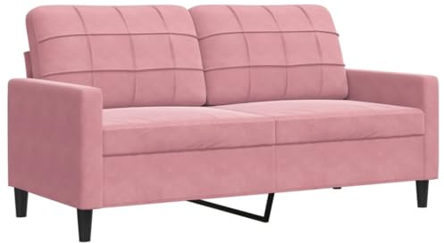 vidaXL Sofa 2-Sitzer, Polstersofa Doppelsofa für Wohnzimmer, Couch Loungesofa Metallgestell, Zweisitzer Samtsofa Sitzmöbel, Modern, Rosa 140cm Samt