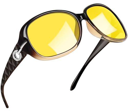 Joopin Gafas Amarillas Conducir de Noche Mujer Grandes de Moda Gafs Conducción Nocturna Cristal Amarillo UV400 Yellow Night Driving Glasses Women