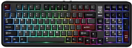 MechLands Vibe99 Wireless Gaming Keyboard with 1.06'' Screen, 96% Hot Swappable Creamy Mechanical Keyboard with Gasket Structure, BT5.0/2.4GHz/USB-C, 5-Layer Padding, NKRO for Win/Mac, QWERTY (Black)
