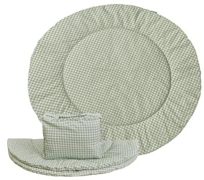 molis&co. Alfombra de Juegos Redonda para bebé. Alfombra Infantil 100x100cm plegable, portátil, Tapete de suelo para niños pequeños y bebés. Mint Tea. OEKO TEX 100.