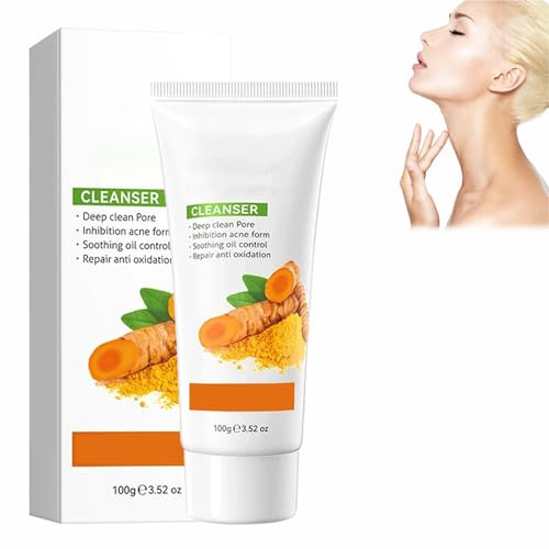 Lozione Detergente, Mousse Cleanser E Curcuma Detergente Schiumogeno Al Curcuma Detergente Viso Al Curcuma Schiuma Detergente per Esfoliazione E Pulizia Profonda Dei Pori Cleanser-6