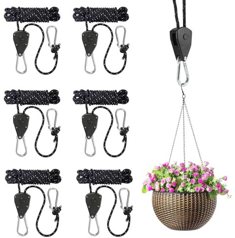 ueslwser 6 Stück 4mm Abspannseile mit Seilspanner, 4M Reflektierende Abspannseile, Einstellbare Seilratsche mit Haken, Zeltschnur Leuchtend Camping Schnur für Sonnensegel Wäscheleine