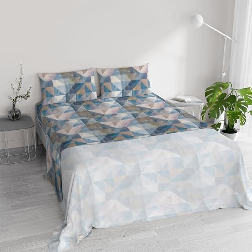 River Duvet Cover Set, Cotton and Recycled Fibres, Sepik Blue, Made in Italy