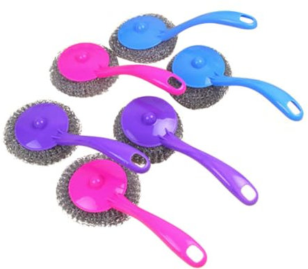 TOBBOMEY 12piezas Esponjas Metálicas De Acero Inoxidable Con Mango Para Limpieza De Cocina Cepillo Para Olla y Utensilios Para Suciedad Incrustada Aleatorios
