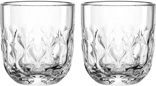LEONARDO HOME GOCCE Lot de 2 verres à café • 220 ml • 6 tasses à café • Verre à cappuccino pour porte-filtre • Passe au lave-vaisselle • Structure goutte • Transparent • Design clair • Café Crema