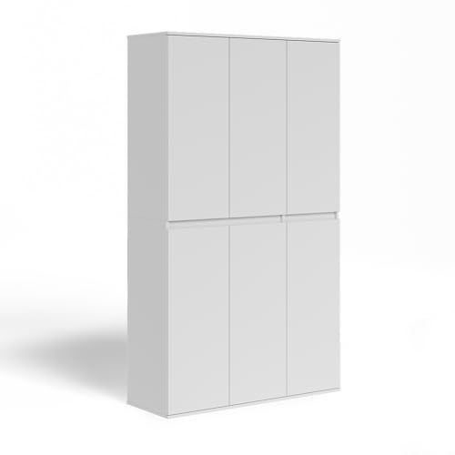 Vicco Armadio multifunzione Claus, Bianco, 111 x 191.5 cm con 6 porte, per la conservazione di abbigliamento e accessori