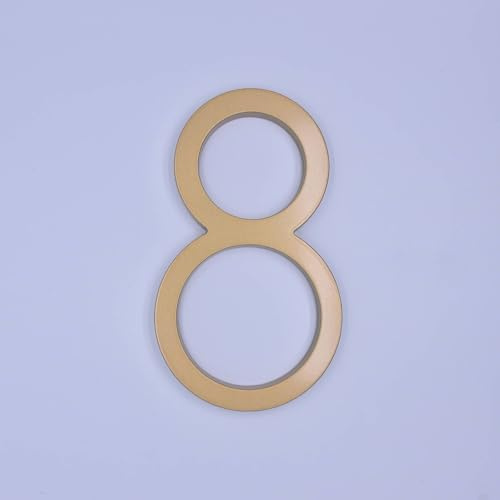 8 Zoll schwebende Hausnummern aus modernem Metall-Zinklegierung, Türnummer 20 cm, goldenes Adressschild für Briefkästen mit Schrauben, für Wohnung, Wanddekoration, Gartenschild, Büro, Café(8)