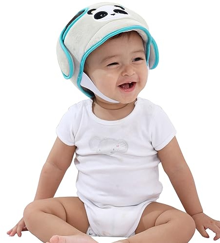 Casque Bébé Anti Choc Casque de Protection Coton Respirant Chapeau de Sécurité Anti-collision Réglable Chapeau de Protection de Tête Enfant avec Visière pour 0-2 Ans Apprendre à Ramper et Marcher