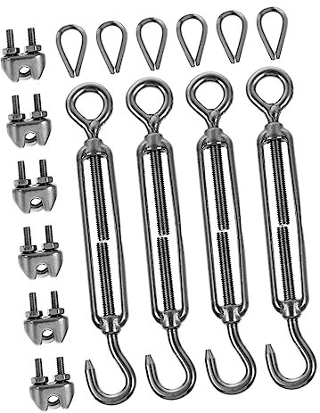 HOMOBABE 1 Set Outdoor Stainless Steel Wire Rope Hooks Cable Install Accessories for Deck Railings and Practical Tensioners for Indoor Outdoor Use