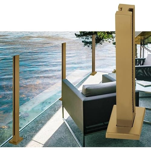 Golden Square - Sistema de barandilla de cristal resistente para balcón, escalera, terraza y patio, poste de balaustrada de 104 cm de altura y elegante solución de seguridad para espacios modernos