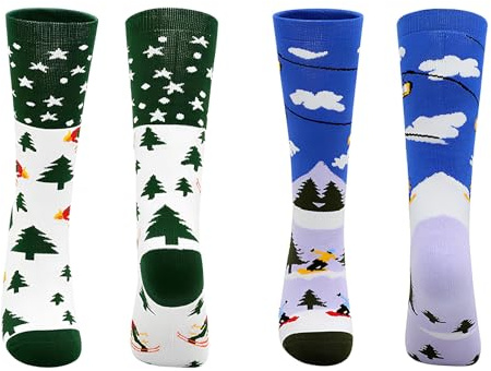 TONAUP Lot de 2 paires de chaussettes de ski pour enfants - Chaussettes thermiques épaisses - Chaussettes chaudes pour enfants - Pour temps froid, ski et randonnée - Chaussettes fonctionnelles d'hiver