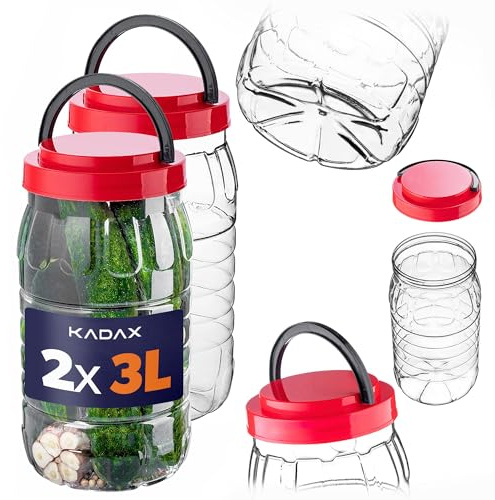 KADAX Set med 2 plastburkar för livsmedelsförvaring på 3 l med lock