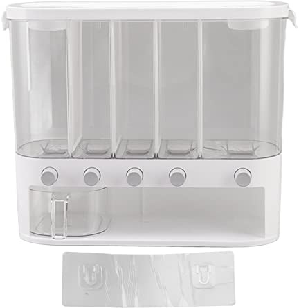 XOYIXOYI Scatola dispenser con 5 griglie con contenitore separato per alimenti secchi per cereali e tazze per