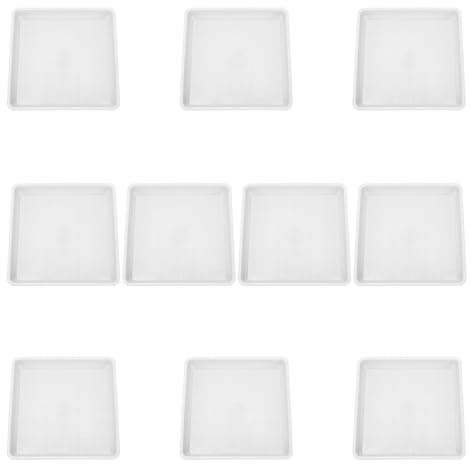 Housoutil Lot de 10 Soucoupes Carrées Blanches pour Pots de Fleurs Supports Imperméables 180 pour Plantes en Pot Plateaux de Jardinage Pratiques pour Balcon et Intérieur