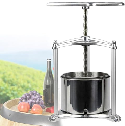 Oiyekntd Prensa de Zumo de Frutas de 6 L/1,6 galones, Prensa Manual de Acero Inoxidable para zumos, Vino y Frutas, Molinillo de Sidra, exprimidor para Miel, Frutas, Verduras, Queso y Hierbas