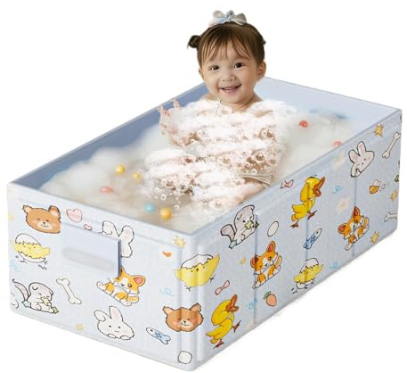 Bañera Infantil Plegable Tapón de Desagüe Plegable y Antifugas | Bañera de viaje infantil Para ducha en casa, SPA, viajes, RV, balcón, exterior