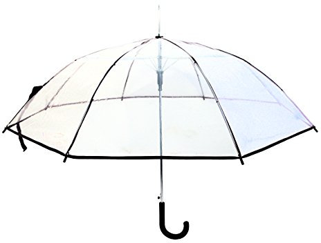 Regenschirm Transparent Durchsichtig Long Automatik Clear, Farbevariante:schwarz