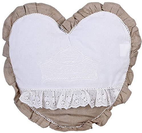 Herzkissen Shabby Chic Kissen Spitze Stickereien Kopfkissen Herz 40x35cm gan021 Palazzo Exklusiv