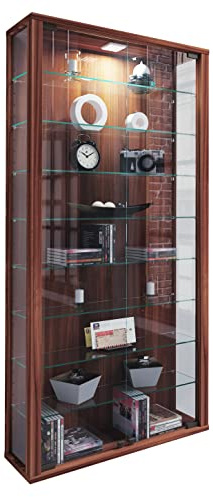 VCM Wandvitrine 59x18x114 cm 2 Türen 9 Fächer Glas Wandmontage | Präsentation von Sammlerstücken und Dekoartikeln - Wohnzimmer oder Büro - Sammler und Liebhaber offener Regale
