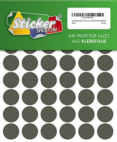 192 Klebepunkte, 25 mm, grau, aus PVC Folie, wetterfest, Markierungspunkte Kreise Punkte Aufkleber