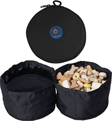 Knuffelwuff 13896 2in1 Faltbarer Reisenapf Futternapf Wassernapf für Hunde, 2 x 2 Liter, schwarz
