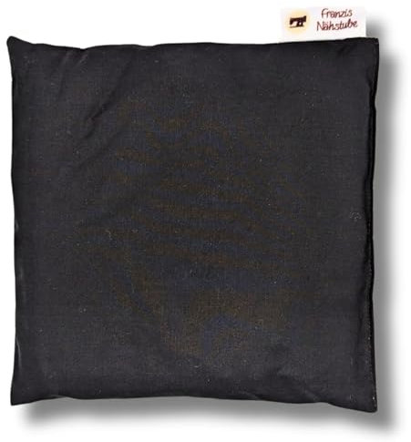 Franzis Nähstube 20x20cm Kirschkernkissen Schwarz in 100% Baumwolle I Körnerkissen Kirschkern 20x20 für Mikrowelle I Wärmekissen, Kirschkernkissen, Nackenwärmekissen