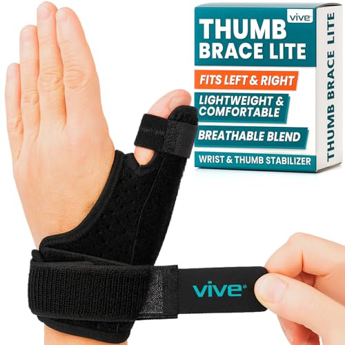 Vive Thumb Brace & Wrist Brace - Carpal Tunnel Wrist Brace for Men and Women, Thumb Spica Splint Fits Right & Left Hand, Arthritis Pain Relief, De Quervains Tenosynovitis, Tendonitis, Neoprene (Black)