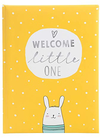 goldbuch Babytagebuch kindgerechten Design mit 44 illustrierte Seiten, Tagebuch für Neugeborene, Einband mit Leinenstruktur, Erinnerungsalbum, Welcome Little One gelb, ca. 21 x 28 x 1 cm