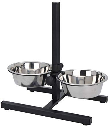 Spetebo Hunde Futterstation höhenverstellbar - 2 Schüsseln - Futterbar Futternapf Fressnapf Wassernapf für Innen und Außen