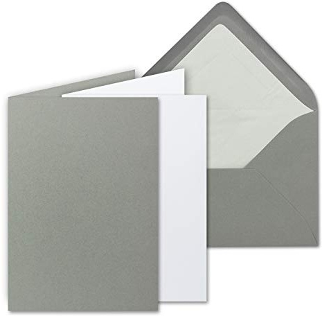 25 Sets - großes Kartenpaket, Graphit (Grau), matt, mit 25 Faltkarten, passenden weißen Einlegeblättern & 25 gefütterten Umschlägen - DIN B6, 12 x 17 cm - 120 x 170 mm
