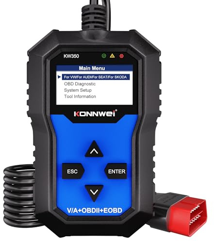 KONNWEI KW350 OBD2 Diagnosegerät für VW Audi Skoda Seat | Auslesegerät mit ABS SRS BMS DKA EPB Öl Reset für VAG Fahrzeuge Diagnosegerät Auto KFZ Fehlercode in Deutsch