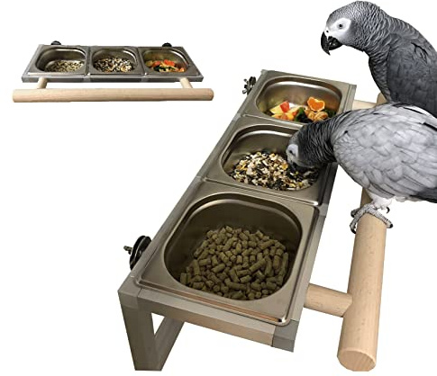 Papageien Freisitz Vögel Futternapf Futterbar Futterschale Edelstahl ZINKFREI