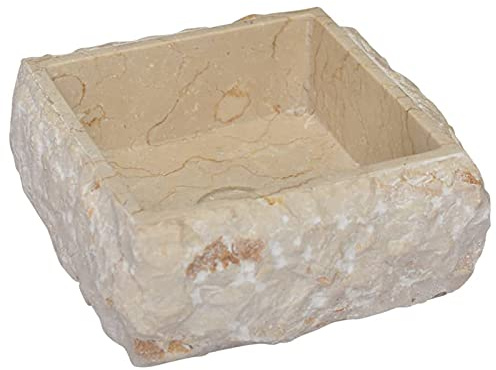 Susany Lavabo Sobre Encimera para Cuarto de Baño - Elegante y Moderno de Mármol Crema - 30 x 30 x 13 cm