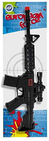 European Force - Maschinengewehr - Verkleidungszubehör - 185988A - Schwarz - Kunststoff - Militär - Kinder Spielzeug - Karneval - Kostüm - 48 cm x 17 cm - Ab 3 Jahren