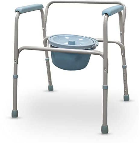 QUIRUMED Silla de Aseo para ayudas técnicas, Silla WC, Aluminio, PVC, Altura Regulable, con Inodoro extraíble, para Mayores, para minusválidos