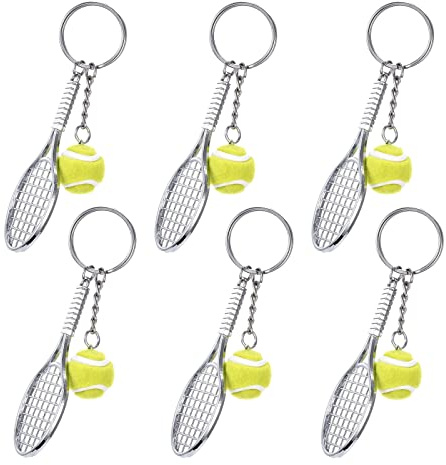 EQLEF Schlüsselanhänger Metall Tennis Schläger Schlüsselring Keychain Tennisball