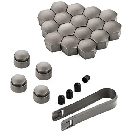 LST 20x Radschraubenkappen Abdeckkappen Set 17 mm matt Grau Diebstahlschutz