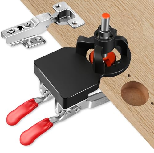 35mm bohrschablone topfscharnier verdeckte Tür Scharnier Jig，Verbesserte Doppelklemme aus Aluminiumlegierung mit präziser Verriegelung verdeckter Scharnier-Jig-Bohrlocher