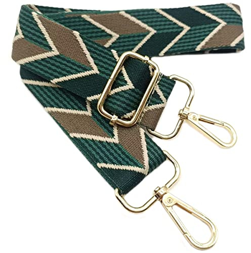 Verstellbarer Schultergurt für Taschen Grün, Taschengurte zum Wechseln, Taschengurt Breit mit Karabiner Gold, 80-130 cm Tragegurt Tasche für Damen Schulterriemen, Handtasche, 3.8cm, 206