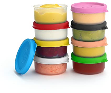Condiment Cups Containers with Lids- 8 pk. 1.3 oz.Salad Dressing Container to go Small Food Storage Containers with Lids- Sauce Cups Leak proof Reusable Plastic BPA free for Lunch Box Picnic Travel