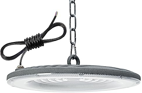 Jefedana UFO LED Deckenleuchte 150W 15000LM 6500K IP65, 1 Stück | 192 LED Beads superhell 15000LM, IP65 wasserdicht, 6500K Tageslichtweiß, ideal für Werkstatt Fabrik Hallen [Energieklasse F]