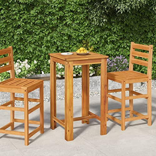 BULANED Garten-Bartisch, Stehtisch, Bistrotisch, Bar Table, Gartentisch, Balkontisch, Outdoor-Tisch, Tisch Für Draußen， 60x60x105 cm Massivholz Akazie