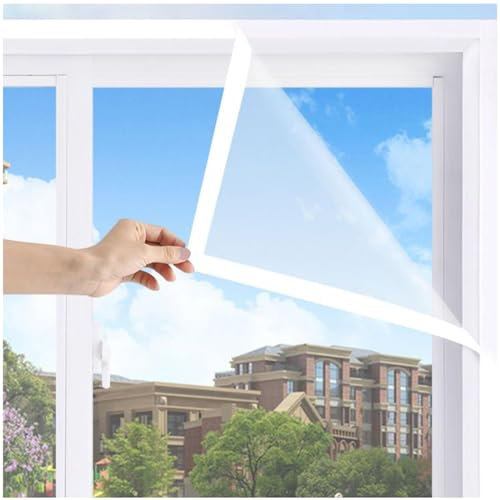 Xrdbfd Thermo Cover Fenster-isolierfolie Für Den Winter, Transparente Thermo Fensterfolie, Wetterfestes Fenster Isolierfolie Kit, Fensterisolierfolie Für Fenster Und Türen,WxH-180x260cm/71 * 102in