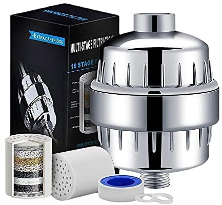 Duschfilter Kalkfilter Dusche, Duschfilter für Wasserenthärter mit austauschbarer Mehrstufen Filterpatrone zur Entfernung von Chlor und Schwermetallen
